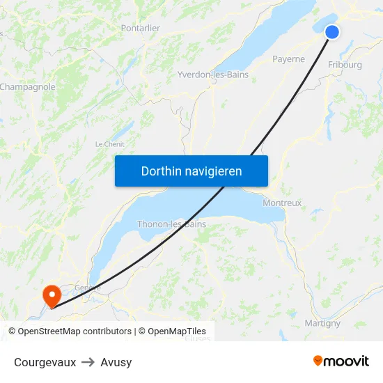Courgevaux to Avusy map