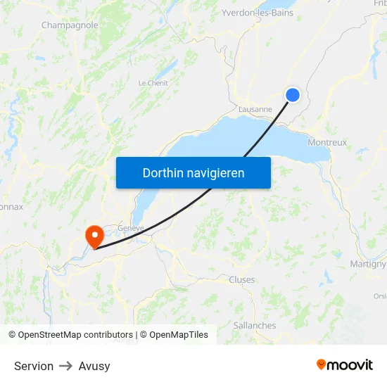 Servion to Avusy map