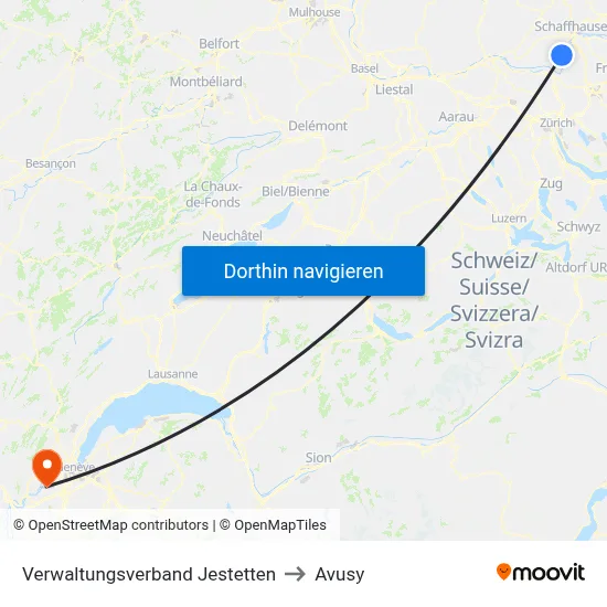 Verwaltungsverband Jestetten to Avusy map