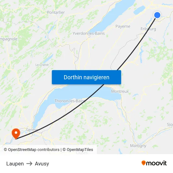 Laupen to Avusy map