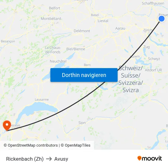 Rickenbach (Zh) to Avusy map