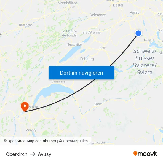 Oberkirch to Avusy map