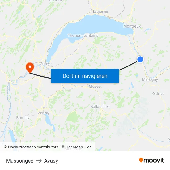 Massongex to Avusy map