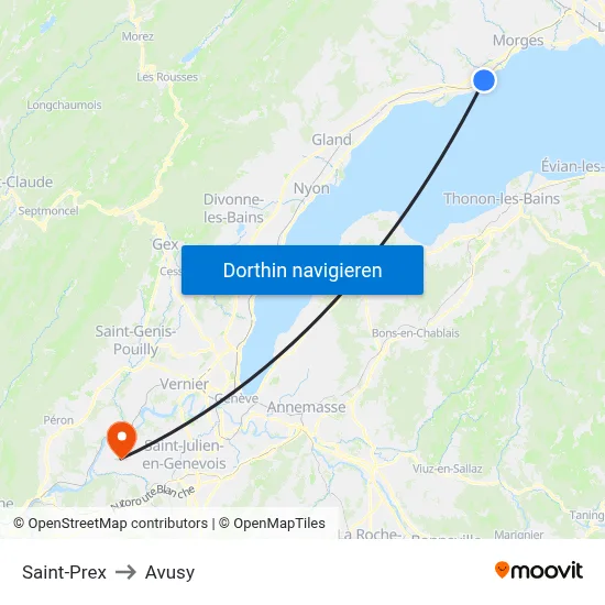 Saint-Prex to Avusy map