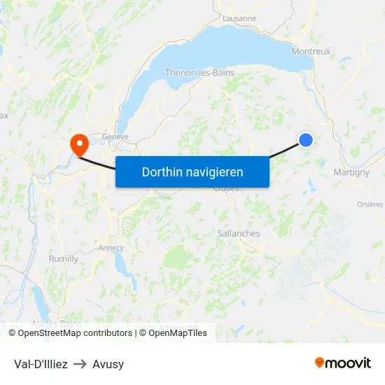Val-D'Illiez to Avusy map