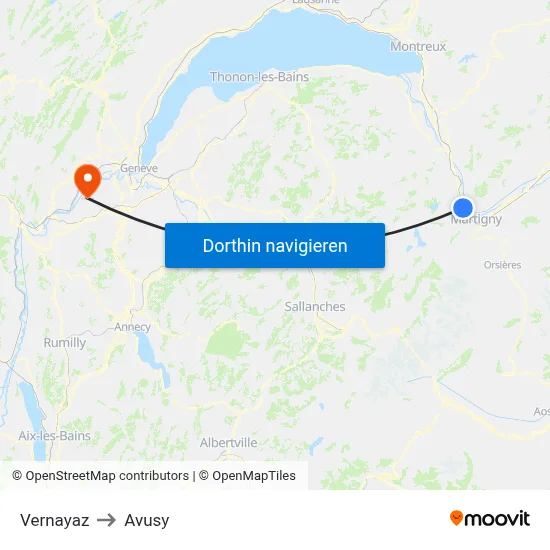 Vernayaz to Avusy map