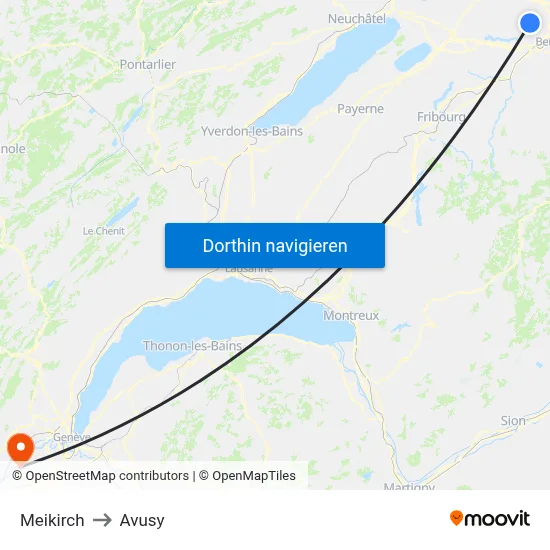 Meikirch to Avusy map