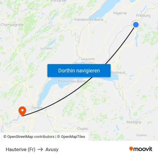 Hauterive (Fr) to Avusy map