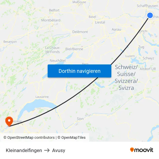 Kleinandelfingen to Avusy map
