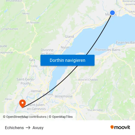 Echichens to Avusy map
