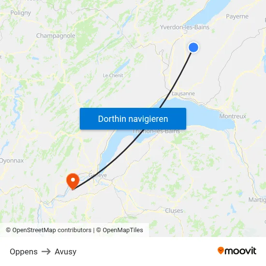 Oppens to Avusy map