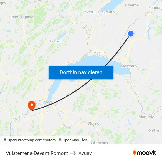 Vuisternens-Devant-Romont to Avusy map