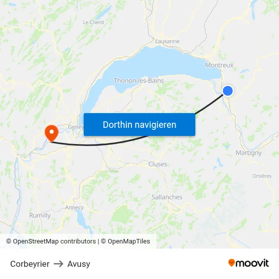 Corbeyrier to Avusy map