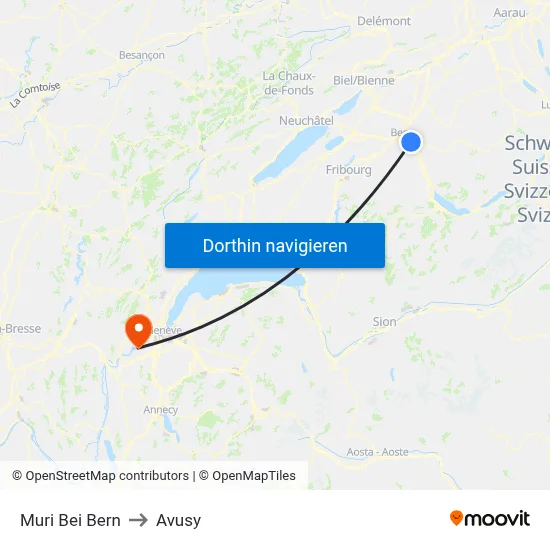 Muri Bei Bern to Avusy map