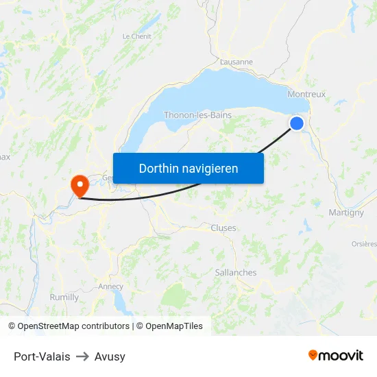 Port-Valais to Avusy map