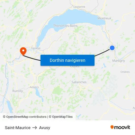 Saint-Maurice to Avusy map
