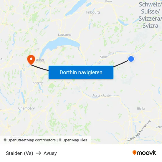 Stalden (Vs) to Avusy map