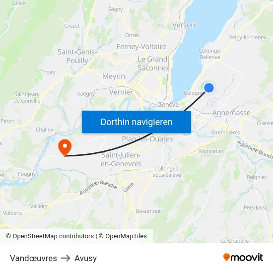 Vandœuvres to Avusy map