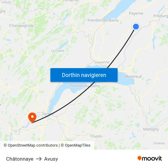Châtonnaye to Avusy map
