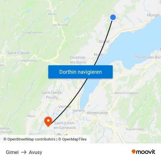 Gimel to Avusy map
