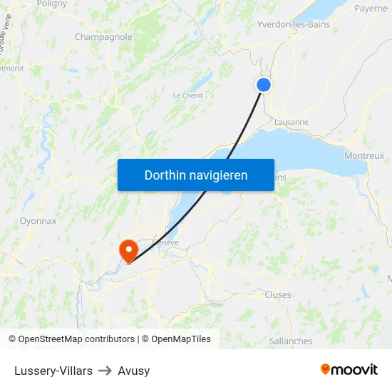 Lussery-Villars to Avusy map