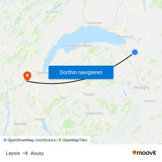 Leysin to Avusy map