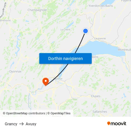 Grancy to Avusy map