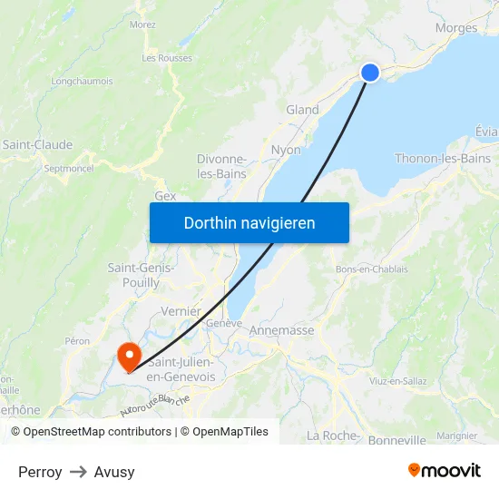 Perroy to Avusy map