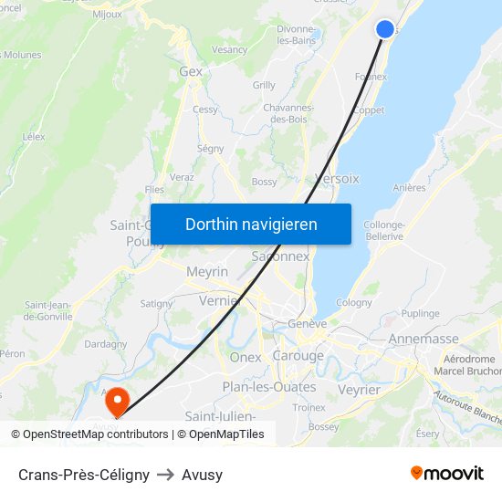Crans-Près-Céligny to Avusy map
