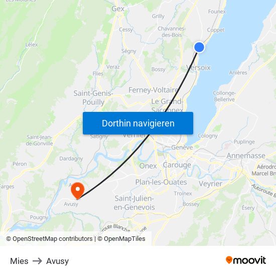 Mies to Avusy map