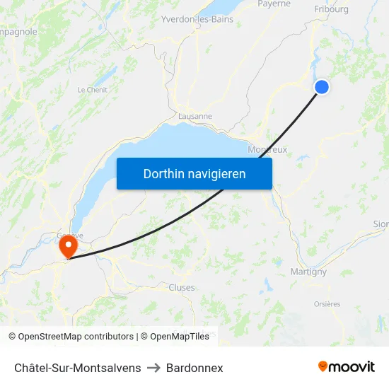 Châtel-Sur-Montsalvens to Bardonnex map