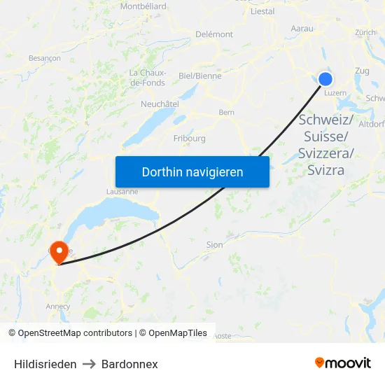 Hildisrieden to Bardonnex map