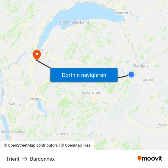 Trient to Bardonnex map
