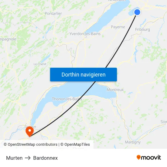 Murten to Bardonnex map