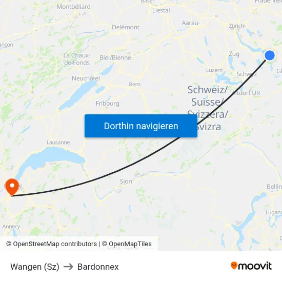 Wangen (Sz) to Bardonnex map