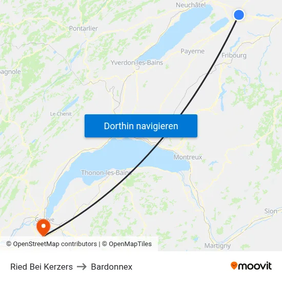 Ried Bei Kerzers to Bardonnex map