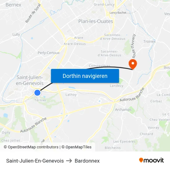 Saint-Julien-En-Genevois to Bardonnex map