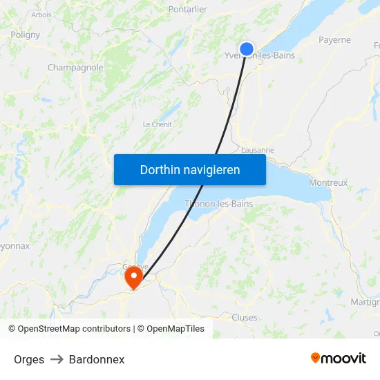 Orges to Bardonnex map