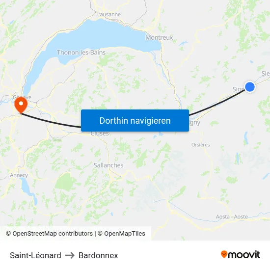 Saint-Léonard to Bardonnex map