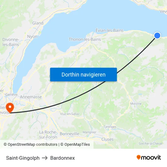 Saint-Gingolph to Bardonnex map
