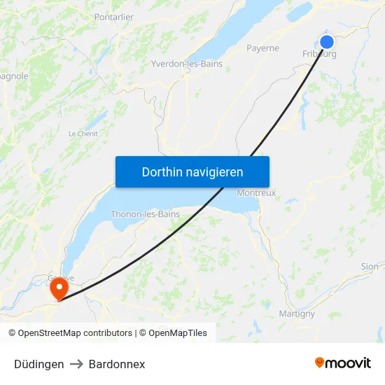 Düdingen to Bardonnex map