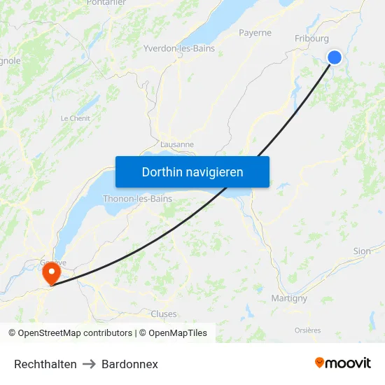 Rechthalten to Bardonnex map
