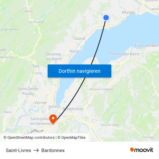 Saint-Livres to Bardonnex map