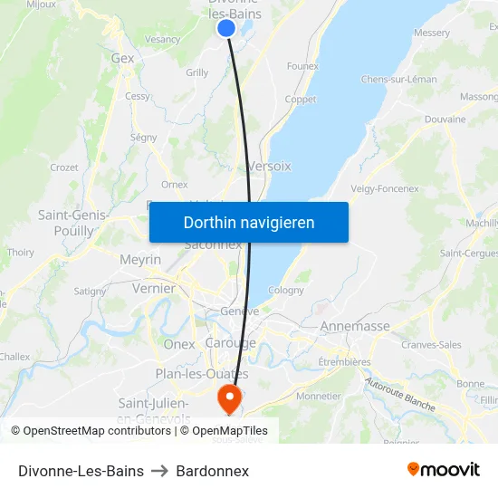 Divonne-Les-Bains to Bardonnex map