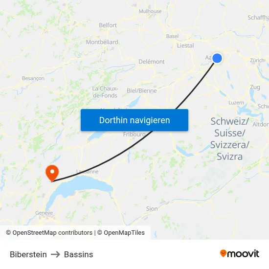 Biberstein to Bassins map