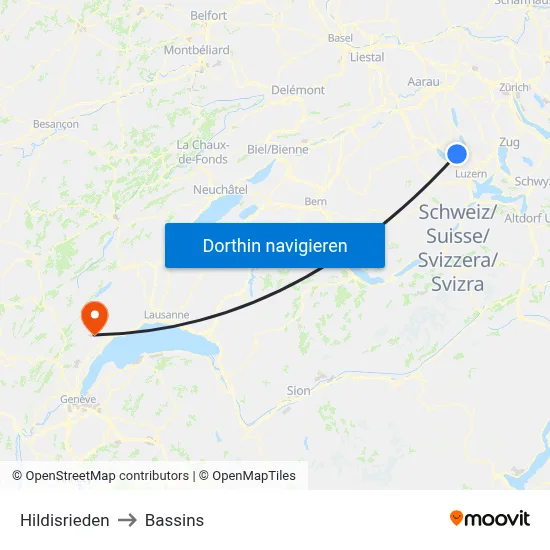 Hildisrieden to Bassins map
