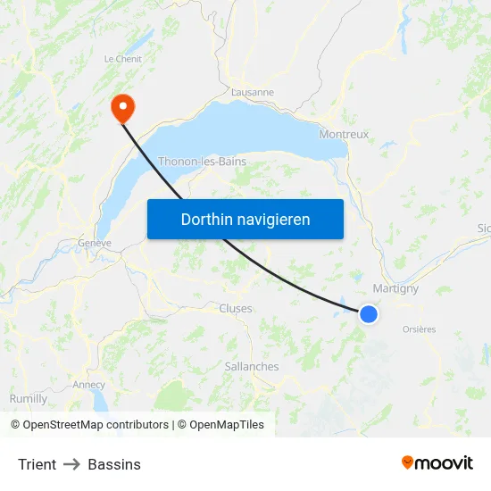 Trient to Bassins map