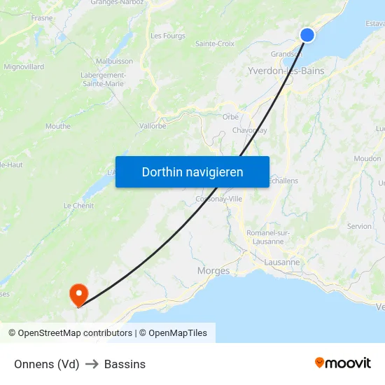Onnens (Vd) to Bassins map