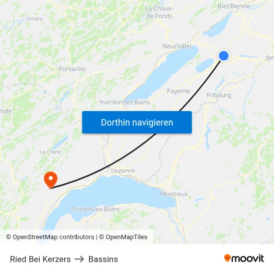 Ried Bei Kerzers to Bassins map