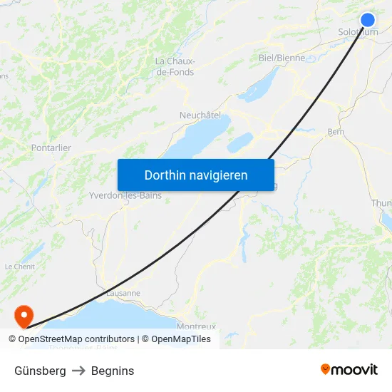 Günsberg to Begnins map